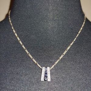 Diamond & Sapphire Sterling Silver Necklace